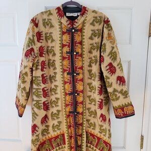 RARE quilted cotton duster/robe with animal design